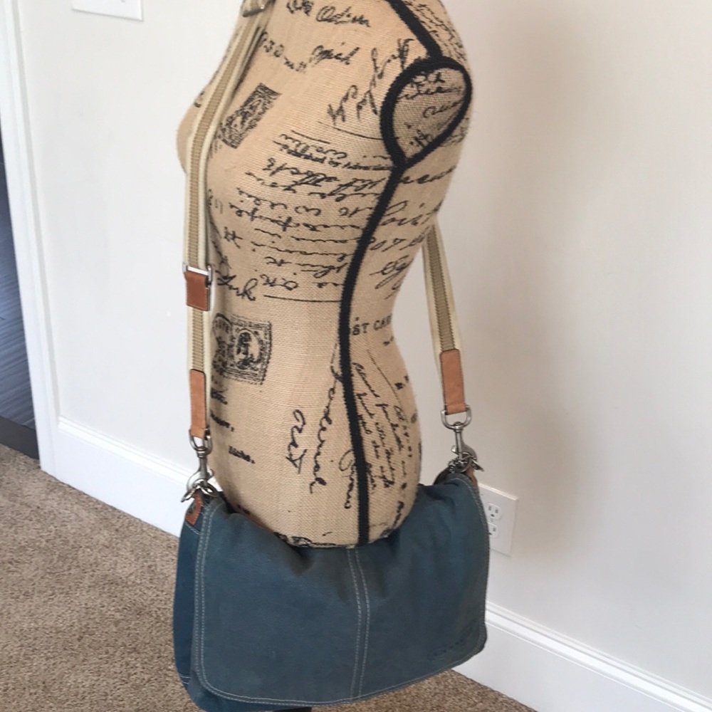 ♣️COACH DENIM DYED CANVAS MESSENGER LAPTOP BAG